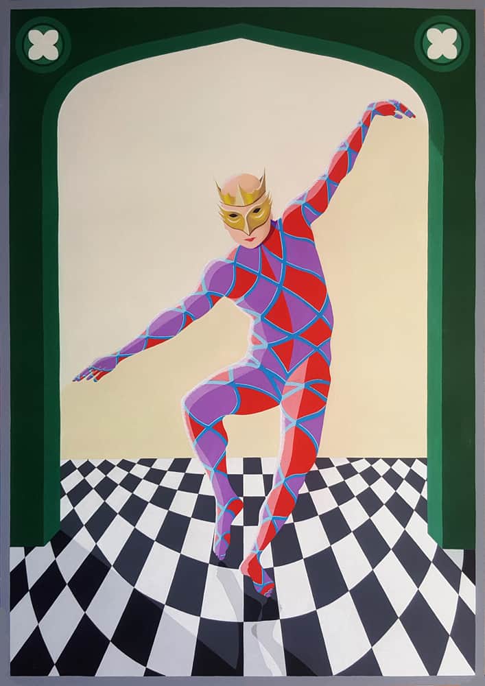 Self-Portrait-as-Harlequin-Brian-Parker-Artist I am a dancer and I am fascinated by the shapes dancers bodies make so I often do realistic or semi-abstract paintings of dancers. Me again.