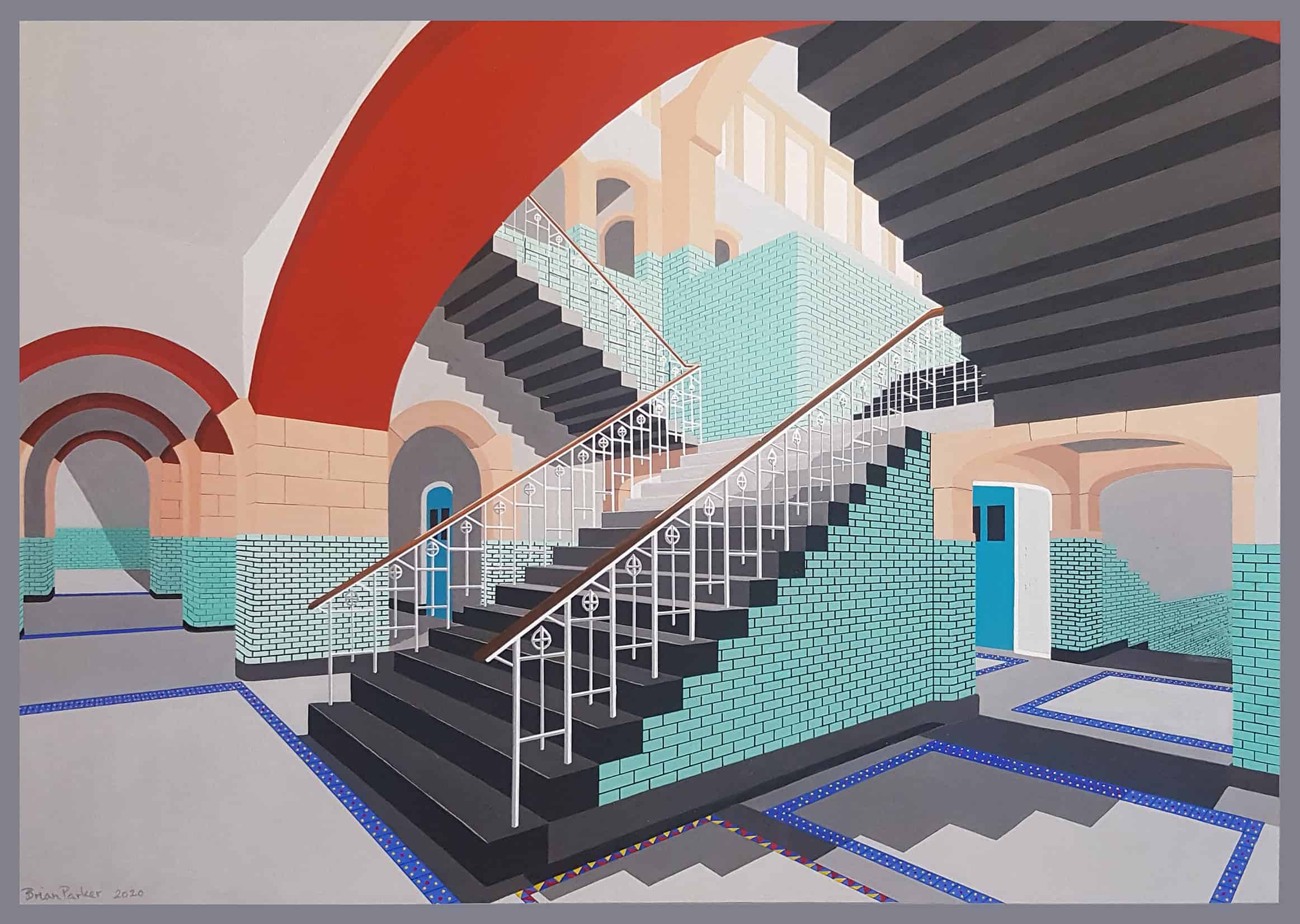 'Empty’ plays with perspective, colour and line and displays an obvious link to Escher’s style based as it is on the architecture of the Escher Museum in The Hague.