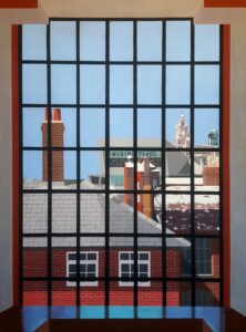 The-View-from-Tate-Liverpool-2018-Brian-Parker-Artist his is the view from the 5th floor of Tate Liverpool looking out on the iconic Liver Building and a message I take to reference John Lennon, one of my very few hero's.